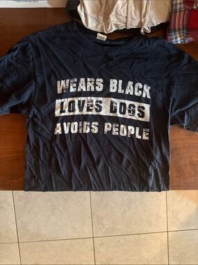 Wears Black Loves Dogs Avoids People T‑Shirt - Black